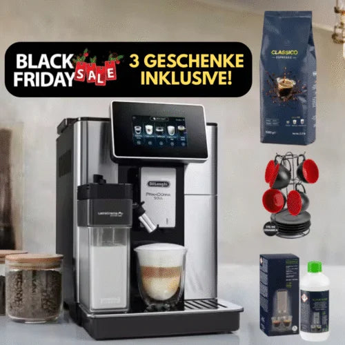 De'Longhi PrimaDonna + 3 FREEBIES! (1 kg Kaffee – Set mit 5 Tassen – Entkalker)