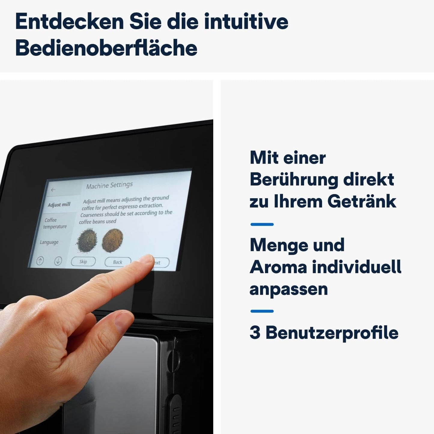 De'Longhi PrimaDonna + 3 FREEBIES! (1 kg Kaffee – Set mit 5 Tassen – Entkalker)